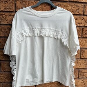 • On 12th Eyelet Lace Detail Cotton Top